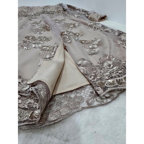 New Mac Duggal Women's Size 10 Embroidered Jewel Neck Formal Dress Mocha 70237 - Picture 13 of 16